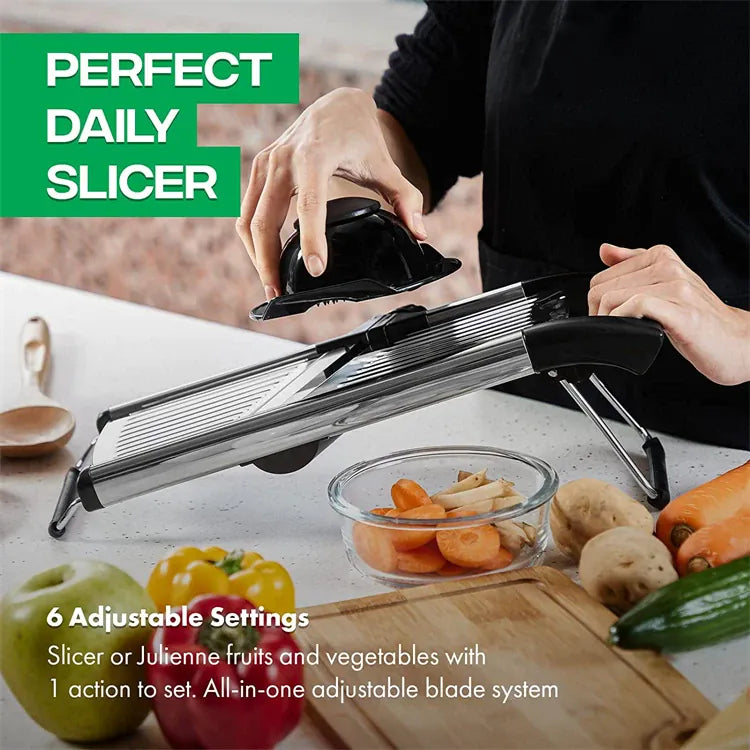 Mandoline Réglable en Acier Inoxydable | Tranche Légumes 6 Lames Mandoline