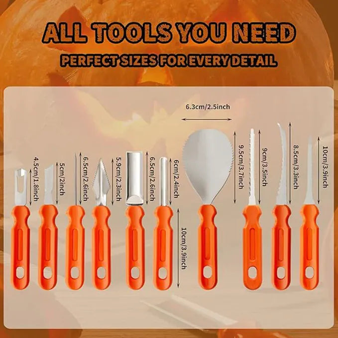 Kit de Sculptage de Citrouilles - Couteaux À Dentures Professionnels