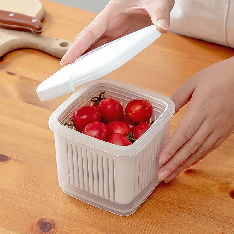 Bac de Rangement Frigo 2 Étages | Conteneurs Hermétiques pour Légumes