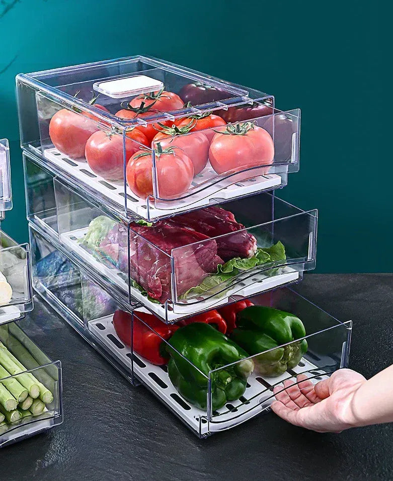 Bac de Rangement Frigo Empilable pour Légumes et Viandes 4L
