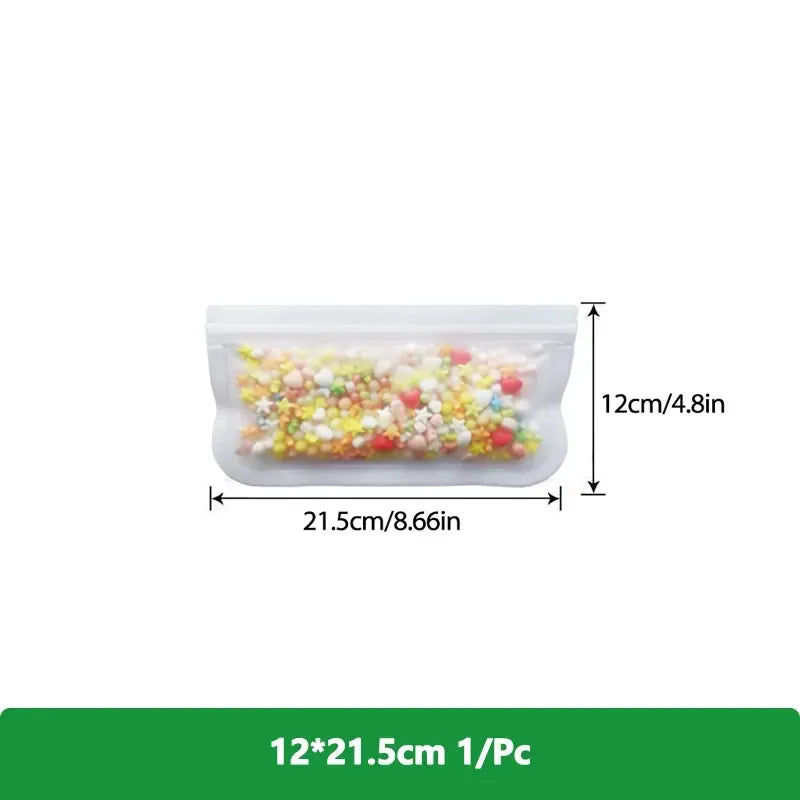1/5/10 Pcs Reusable Ziplock Silicone Bags Dishwasher Safe Freezer Bag Lunch Bag Sandwich Bags BPA Free for Food Storage Home
