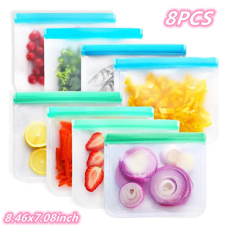 Sachets Silicone Réutilisables Anti-Fuite - Lot de 7 Pièces 25x30cm