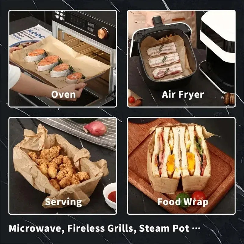 Papier Cuisson Jetable Antiadhésif - Lot de 100 Pièces Air Fryer