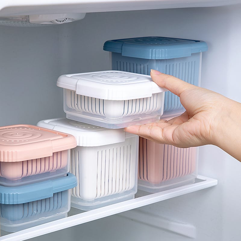Bac de Rangement Frigo 2 Étages | Conteneurs Hermétiques pour Légumes
