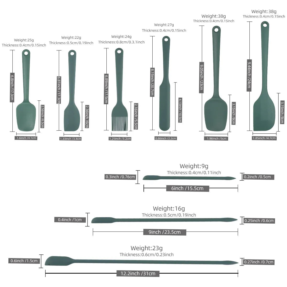 Set Ustensiles Silicone 6/9 Pieces Résistants Chaleur pour Pâtisserie spatule en silicone