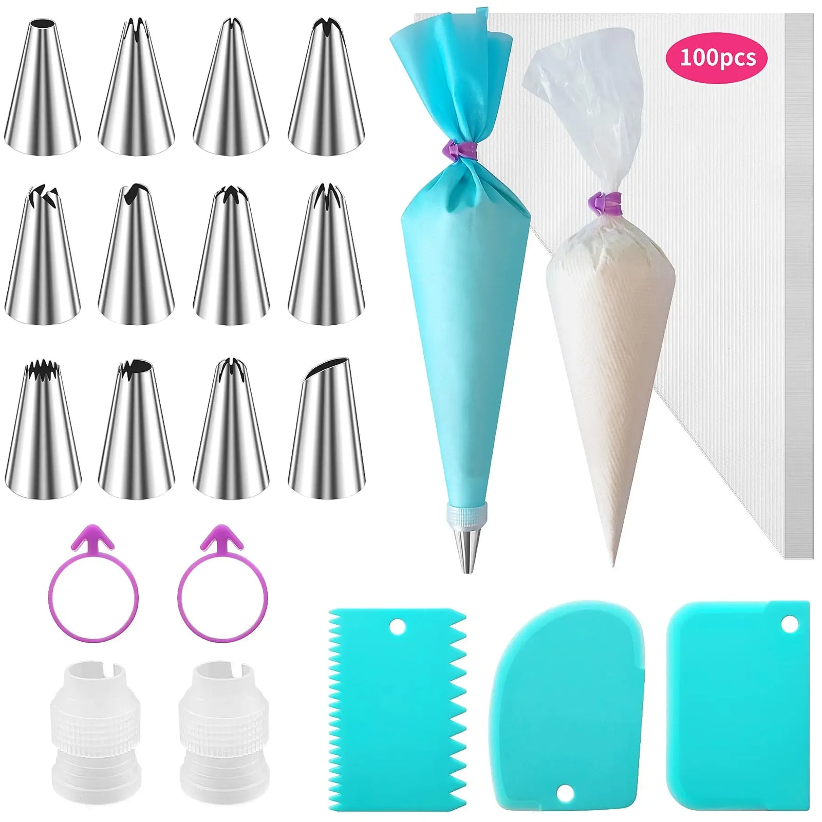 Poches à douille jetables avec 16 douilles en inox et accessoires pâtisserie douillepoche