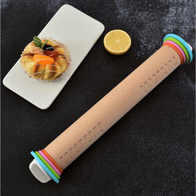 Rouleau à pâtisserie réglable en bois avec anneaux interchangeables rouleaupatisserie