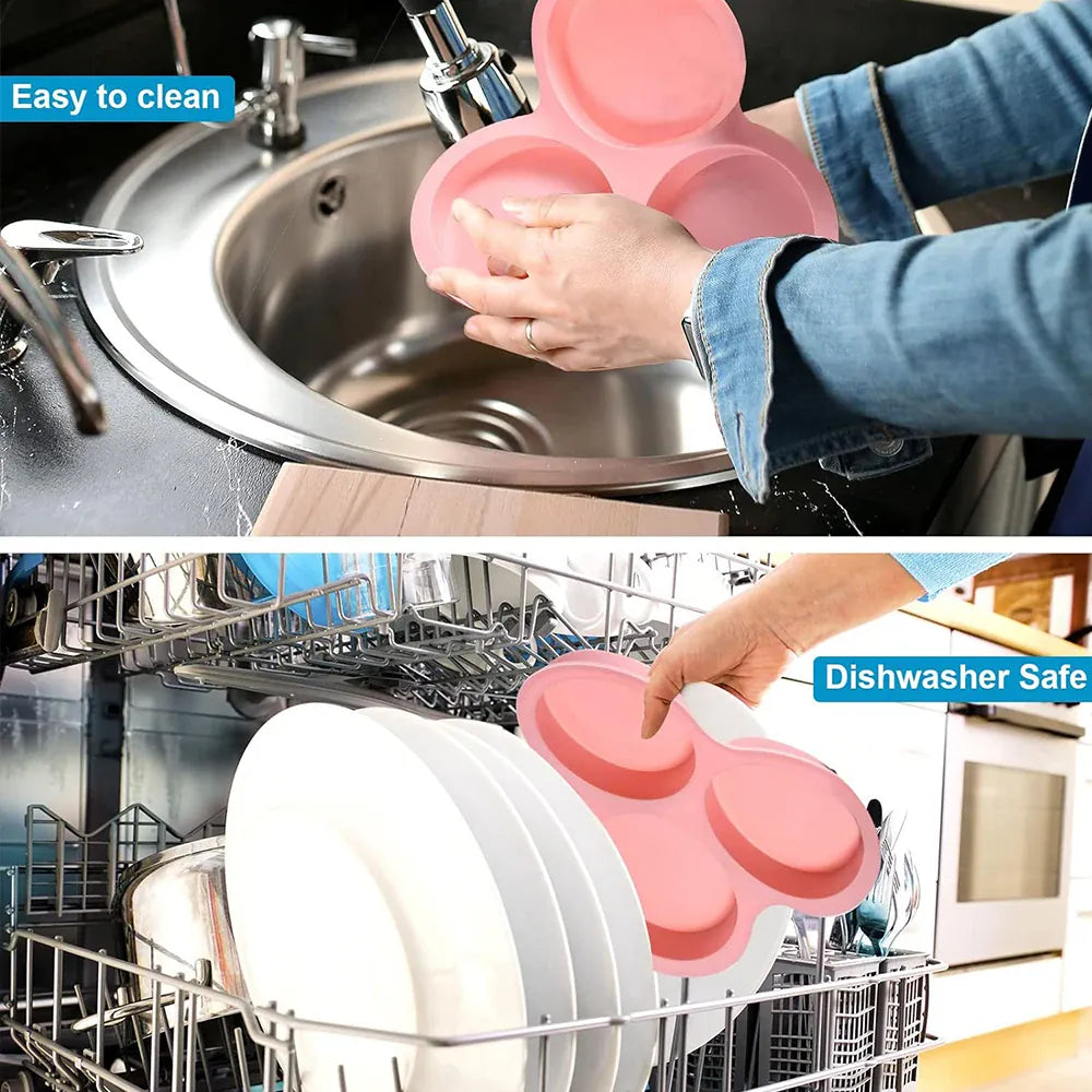 Moule Silicone Air Fryer Réutilisable 3-Cavités Forme Arrondie Air Fryer