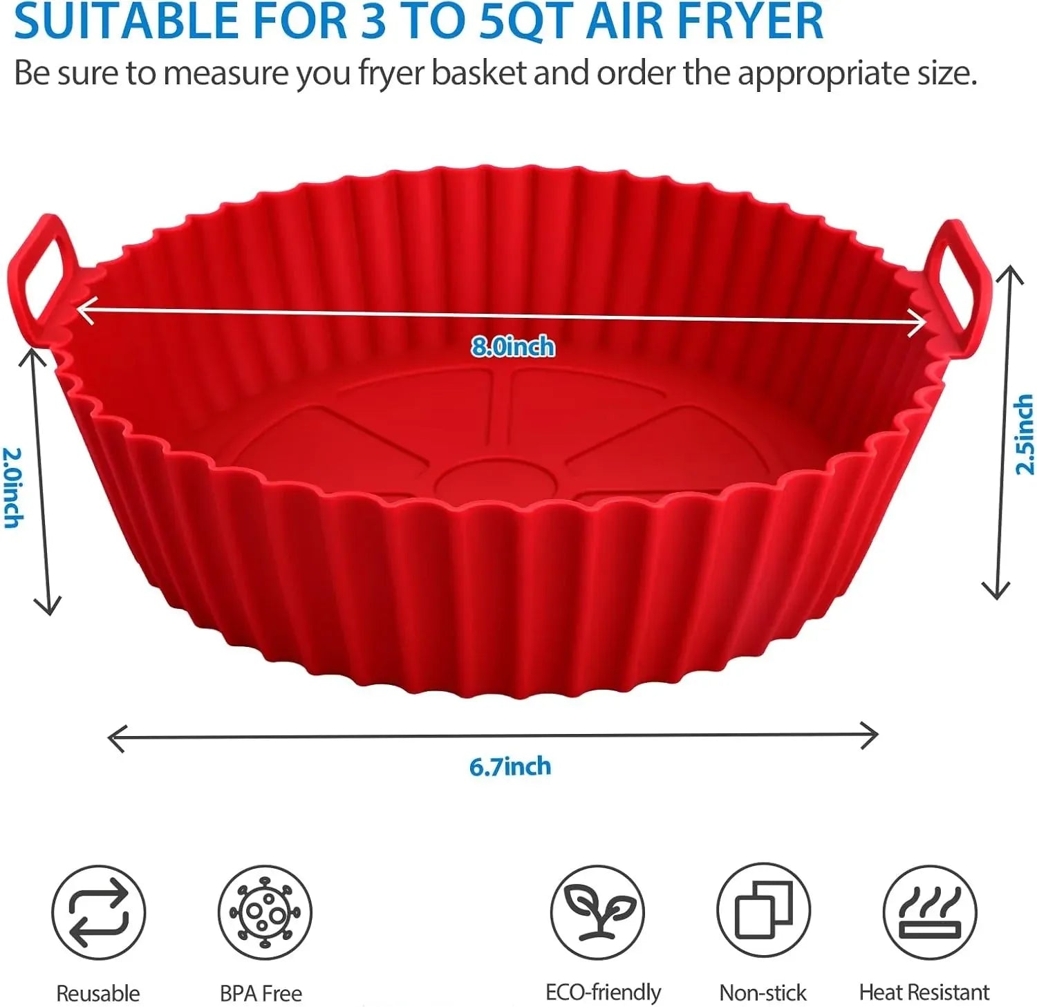 Moule Silicone Réutilisable Air Fryer Rond - Lot de 2 Pièces Air Fryer