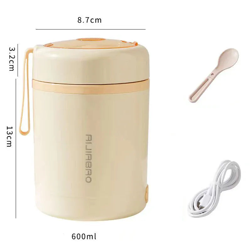 Lunchbox Chauffante USB 600 ml — Acier Inoxydable 304, 60 °C, Étanche lunchboxchauf