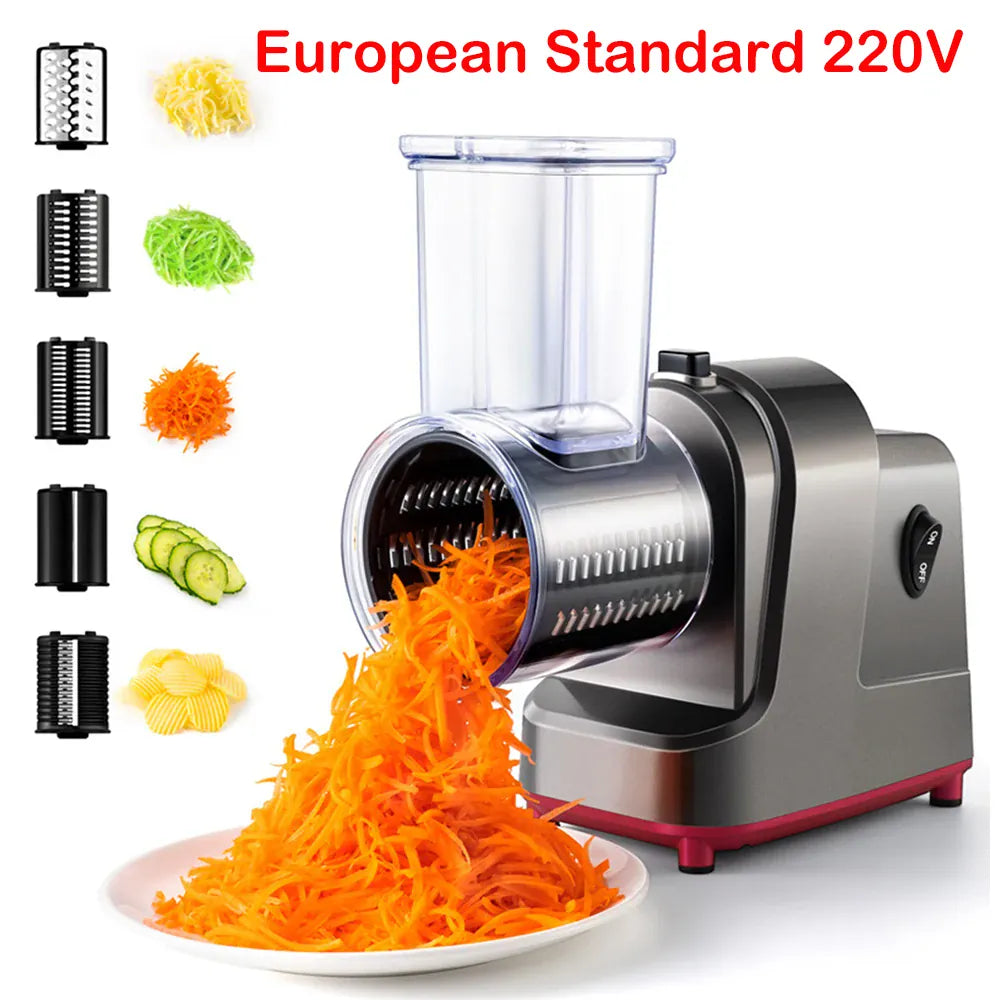 Râpeur électrique 5 en 1 avec fonction automatique pour légumes et fromage Coupe Légumes