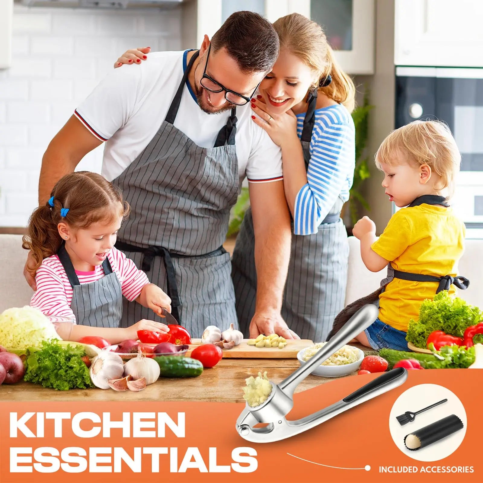 Presse-Ail Inox Manuel avec Éplucheur et Nettoyeur Inclus presseail