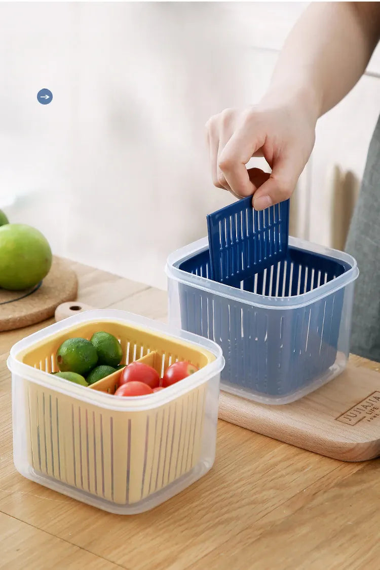 Bac de Conservation Fruits et Légumes avec Grille Égouttoir 1L