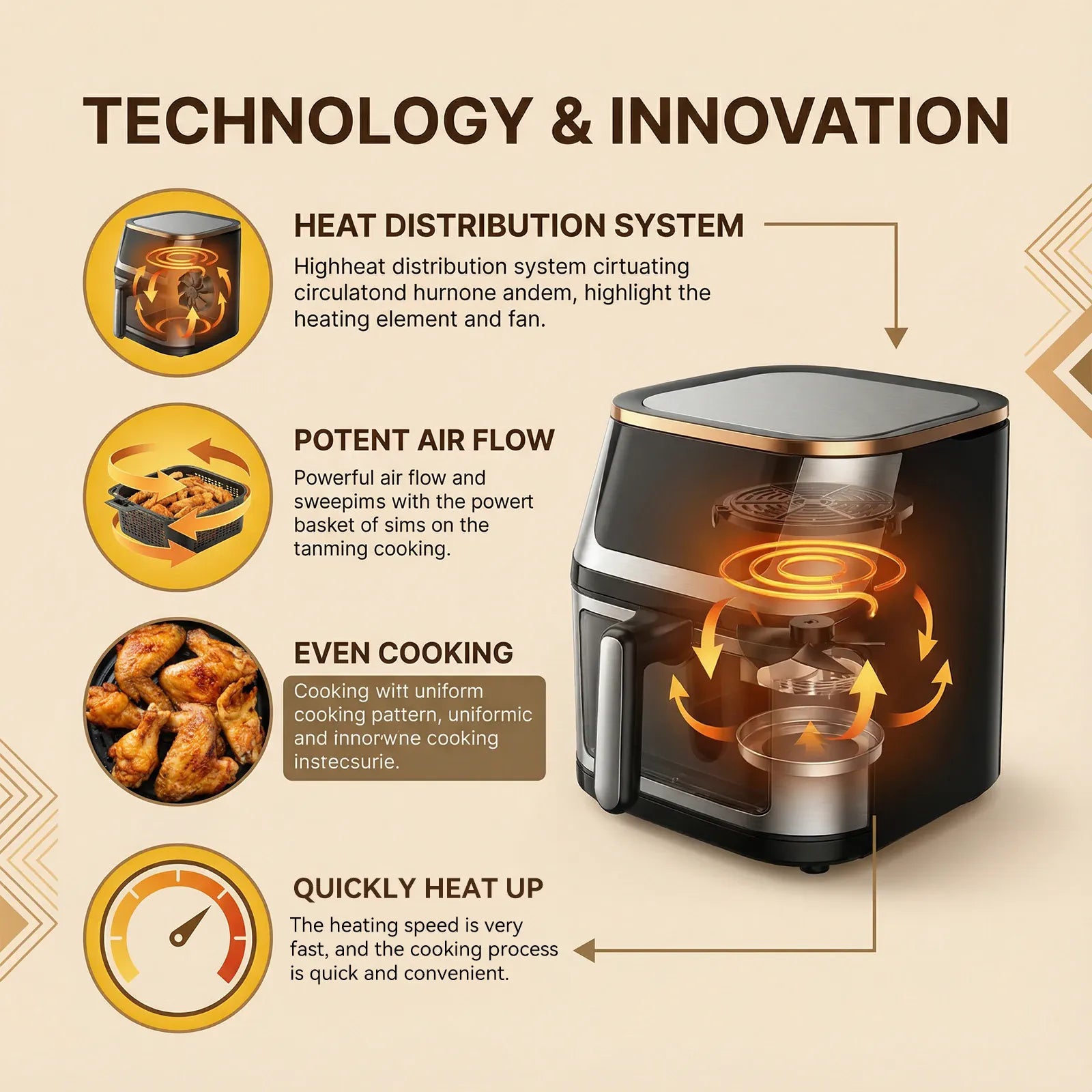 Friteuse Sans Huile 10L 1350W Écran Tactile 7 Programmes airfryers