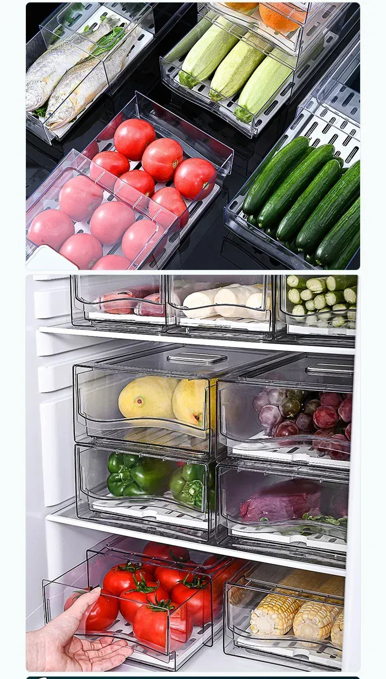 Bac de Rangement Frigo Empilable pour Légumes et Viandes 4L