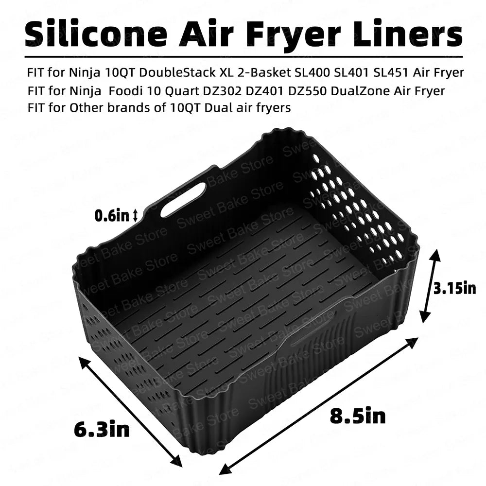 Moules Silicone Air Fryer Réutilisables Lot de 2 Antiadhésifs Air Fryer