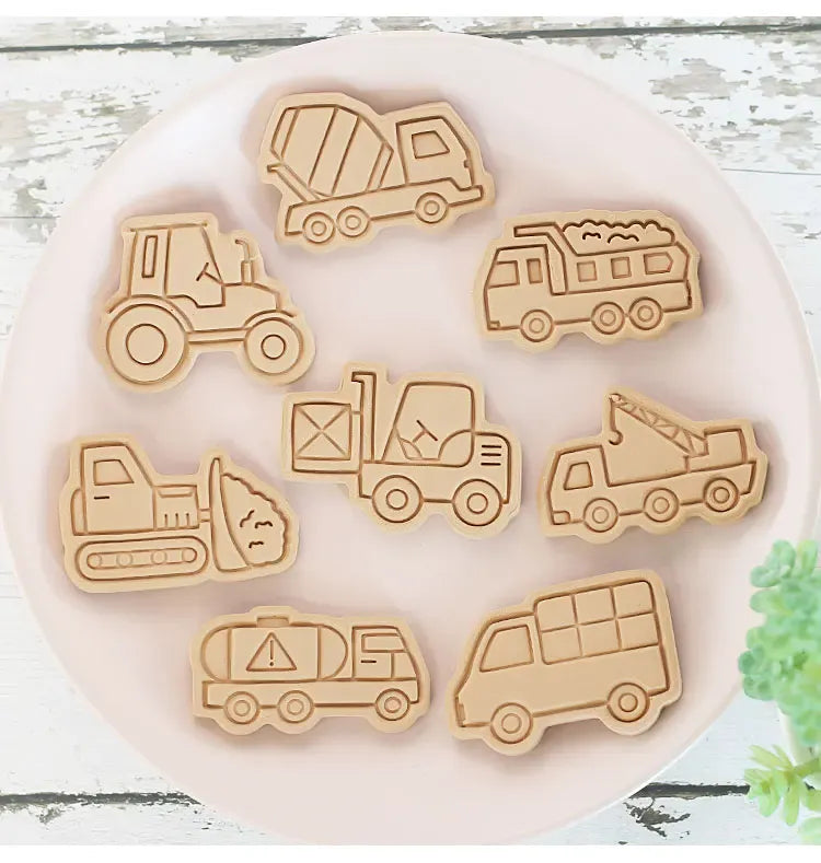 Emporte-pièces de pâtisserie - Set de 8 camions en plastique 3D emportepieces