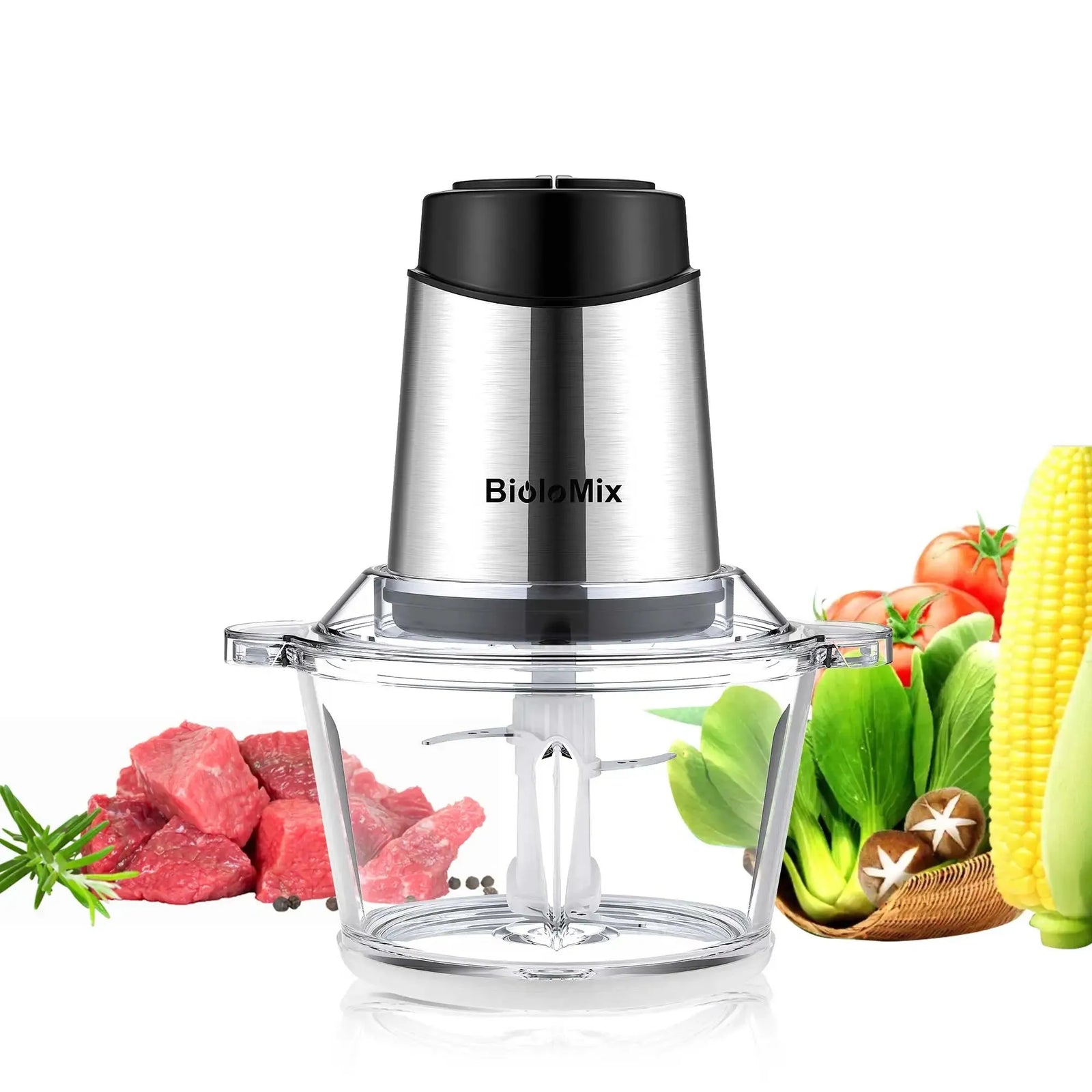 Hachoir Électrique 500W 1,8L Verre – 4 Lames Inox 304 – Dual Control Viande Légumes hachoir electrique