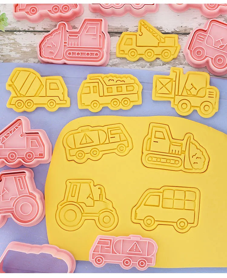 Emporte-pièces de pâtisserie - Set de 8 camions en plastique 3D emportepieces