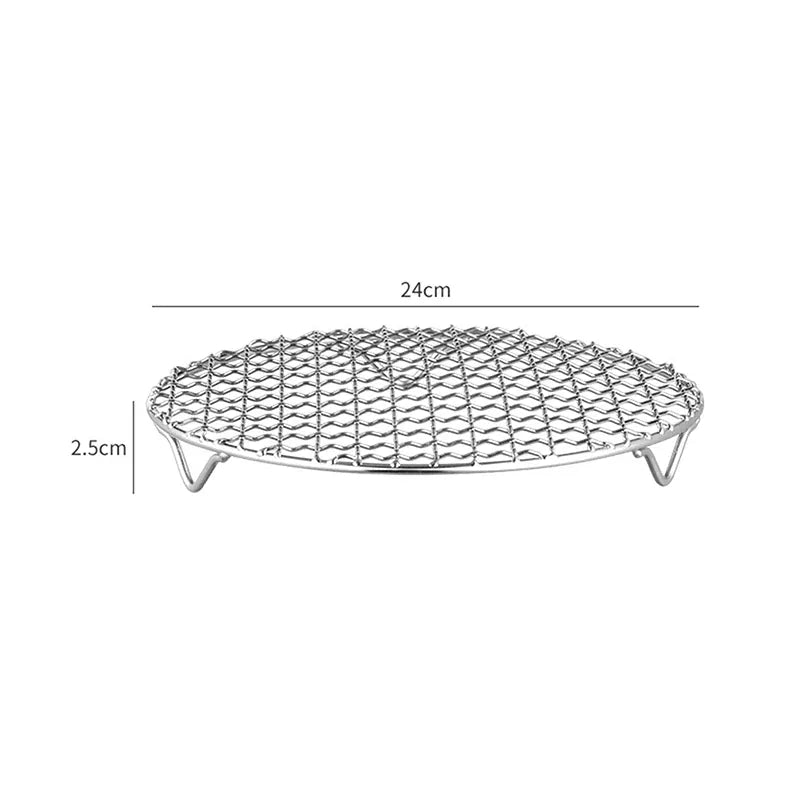 Grille Inox Air Fryer Rond Empilable - Rack de Cuisson Anti-corrosion Air Fryer
