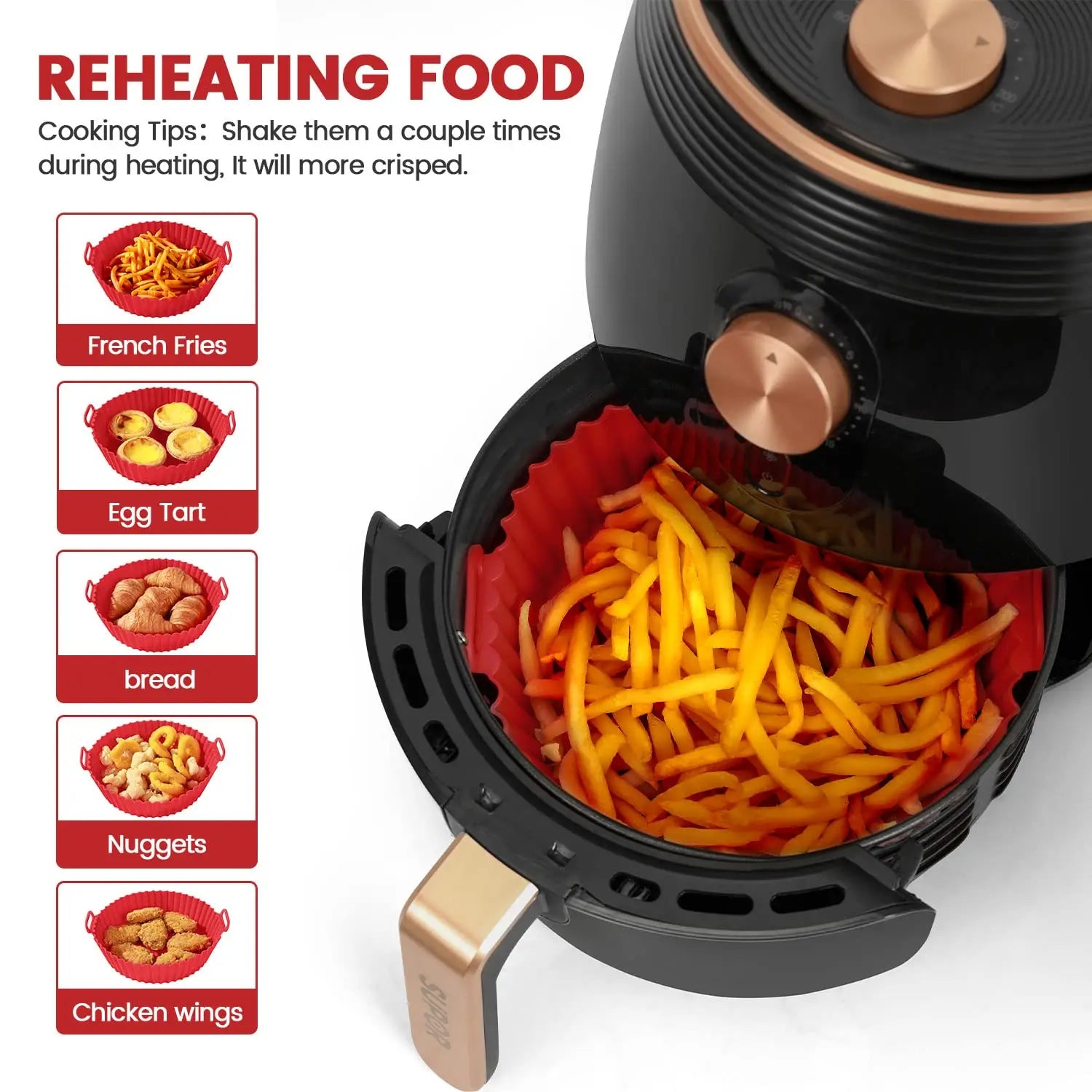Kit Accessoires Silicones Air Fryer - Lot de 6 Pièces Réutilisables Air Fryer