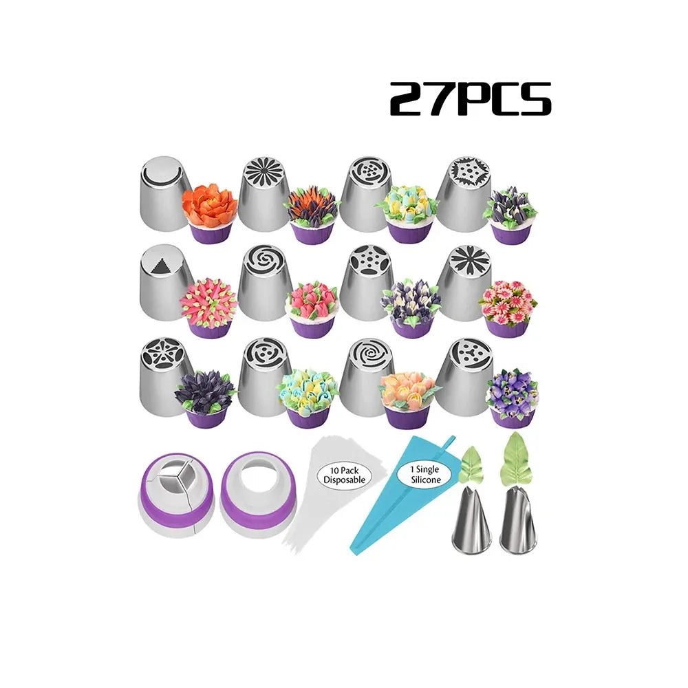 Douilles à pâtisserie en inox 13 pièces avec poches à douille décoratives douillepoche
