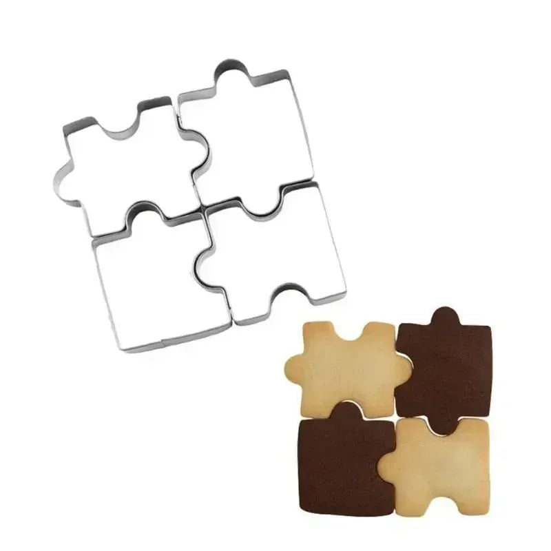 Emporte-pièces Puzzle en Acier Inoxydable - Set de 4 Pièces pour Biscuits emportepieces