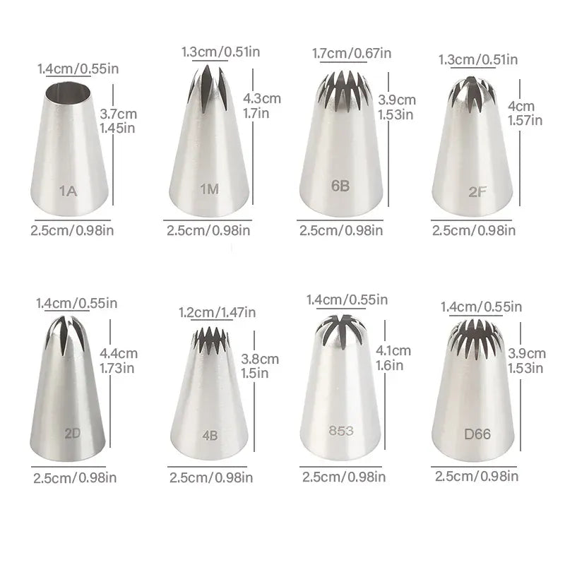 Set de 8 douilles en inox pour pâtisserie - Accessoires de cuisine professionnels douillepoche