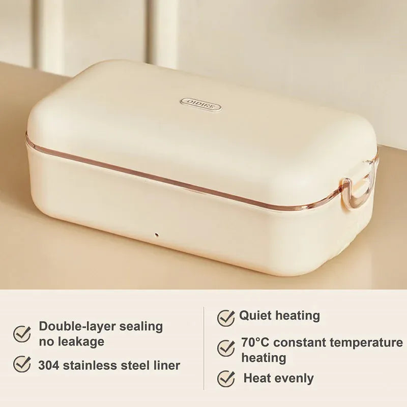 Lunch Box Chauffante Électrique 45W 800ml — Cuve Inox 304, Sans Eau, 70°C lunchboxchauf