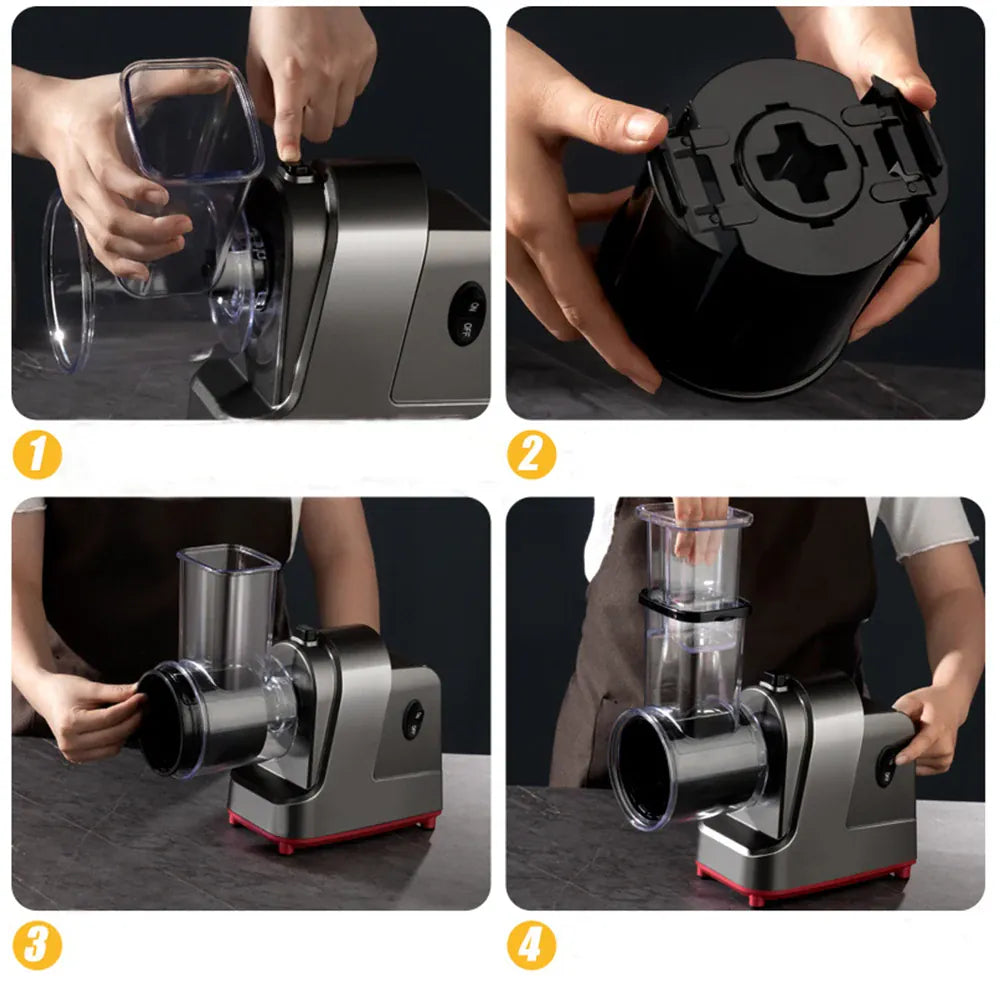 Râpeur électrique 5 en 1 avec fonction automatique pour légumes et fromage Coupe Légumes