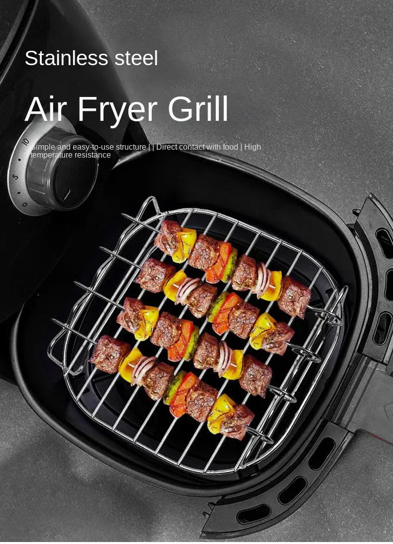 Grille Inox Air Fryer avec Brochettes et Supports - 5 pièces Air Fryer