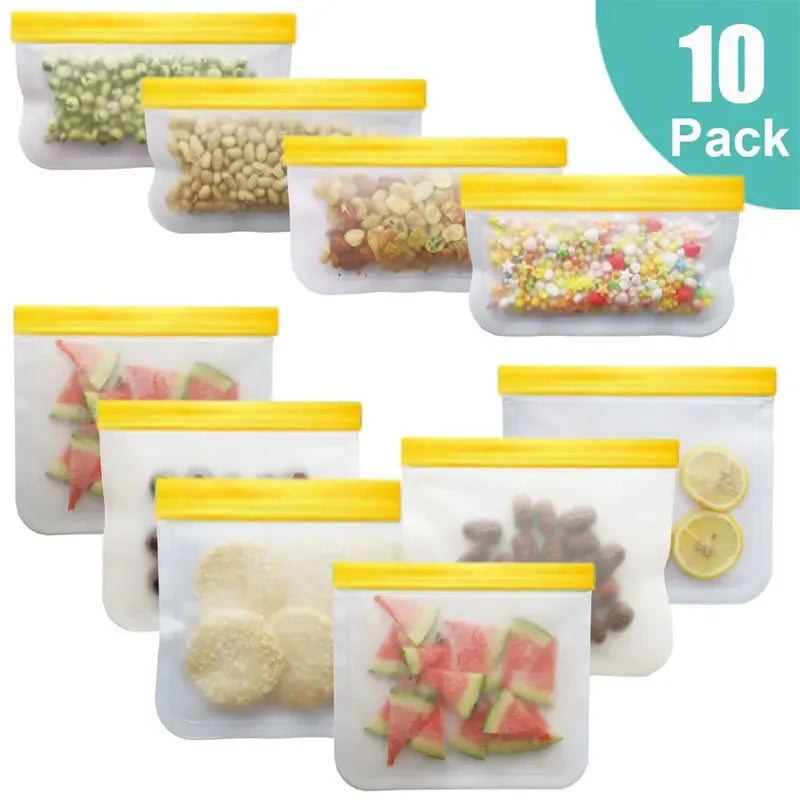 Sachets Silicone Réutilisables Anti-Fuite - Lot de 7 Pièces 25x30cm