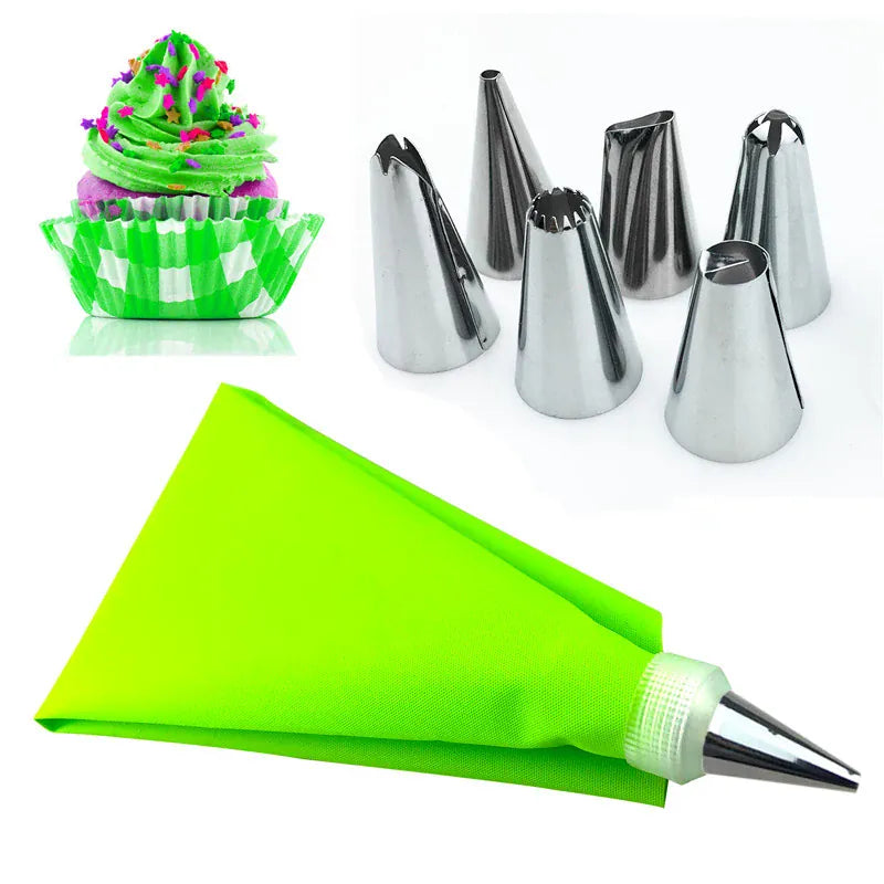 Poche à douille en silicone avec 7 embouts pour décoration de gâteaux douillepoche