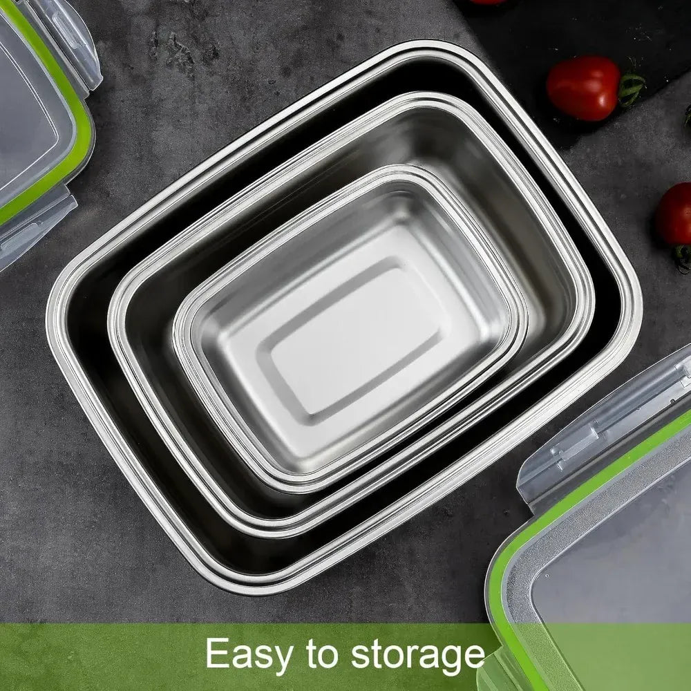 Boîtes Hermétiques en Inox - 400 à 1200ml - Lots de 1 à 3 Boîtes Hermétiques