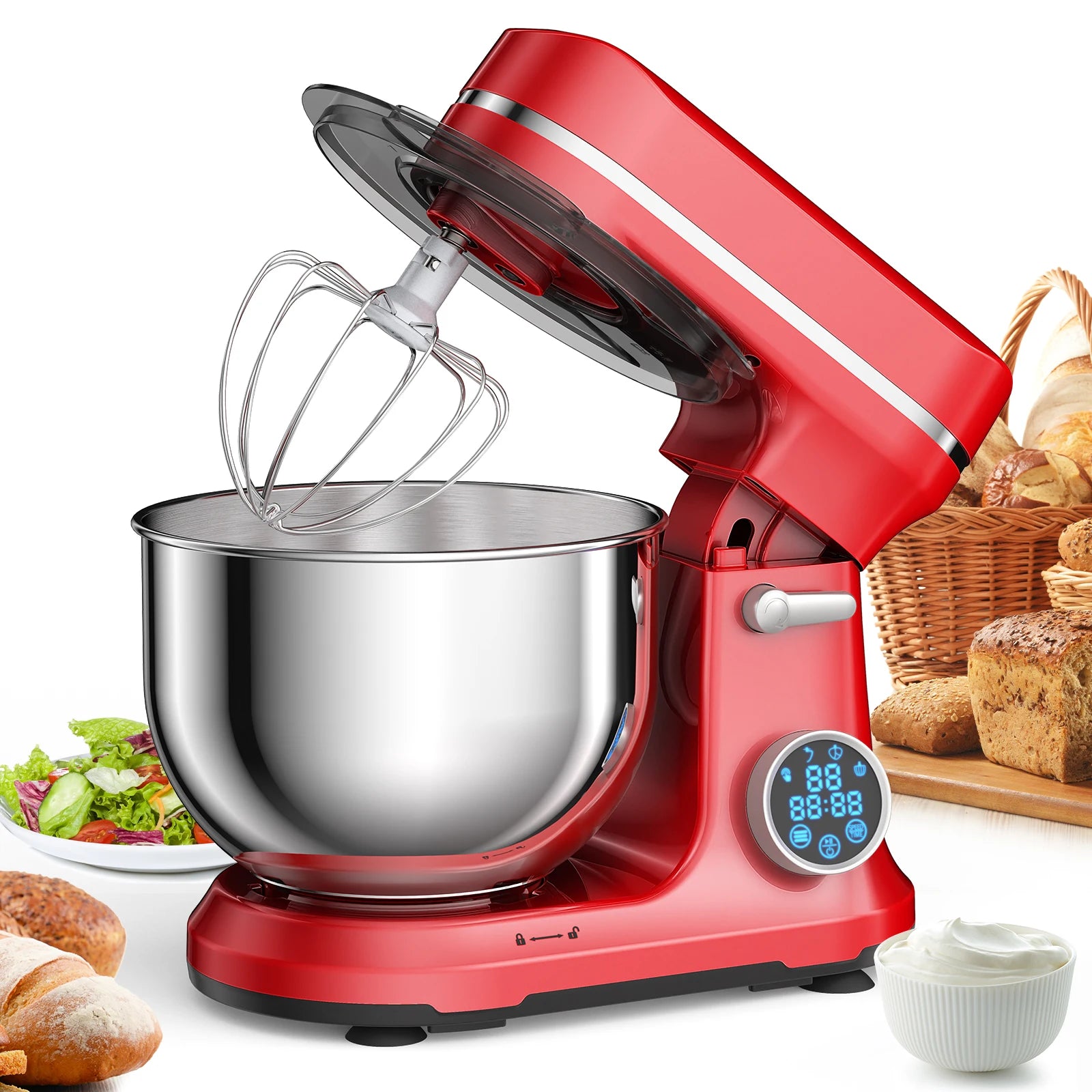 Robot pâtissier 5 L rouge