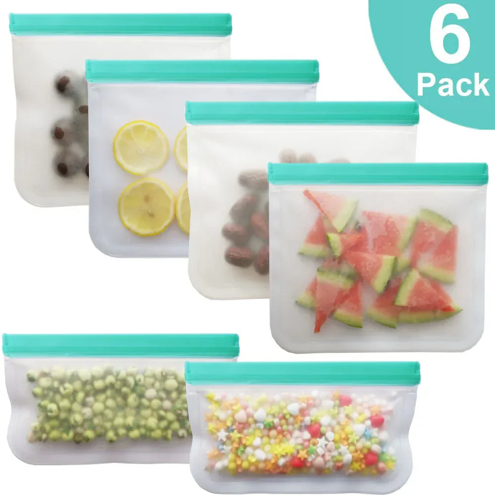 Sachets Silicone Réutilisables Anti-Fuite - Lot de 7 Pièces 25x30cm