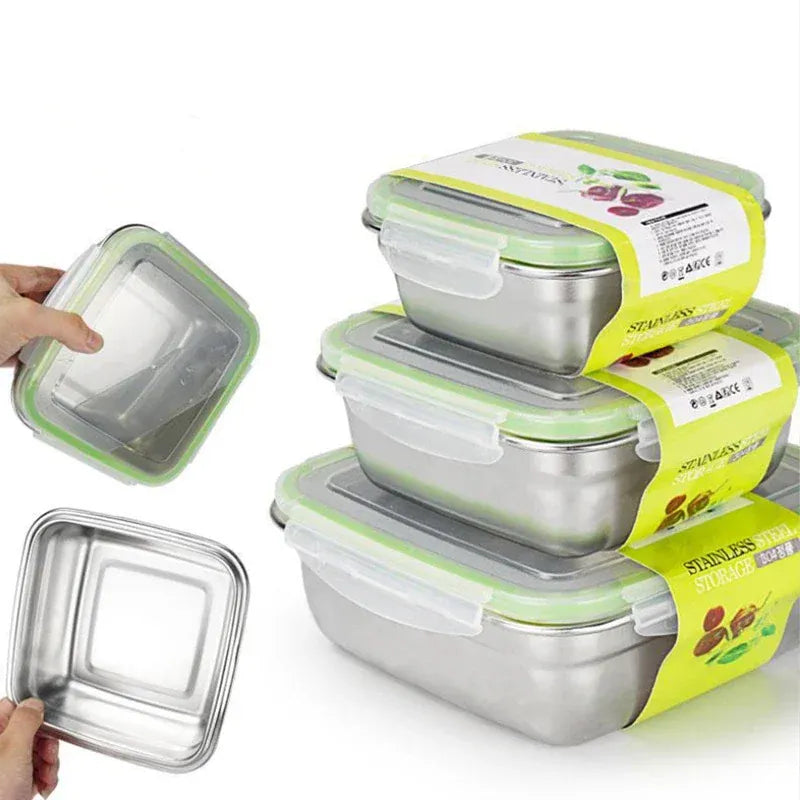 Boîtes Hermétiques en Inox - 400 à 1200ml - Lots de 1 à 3 Boîtes Hermétiques