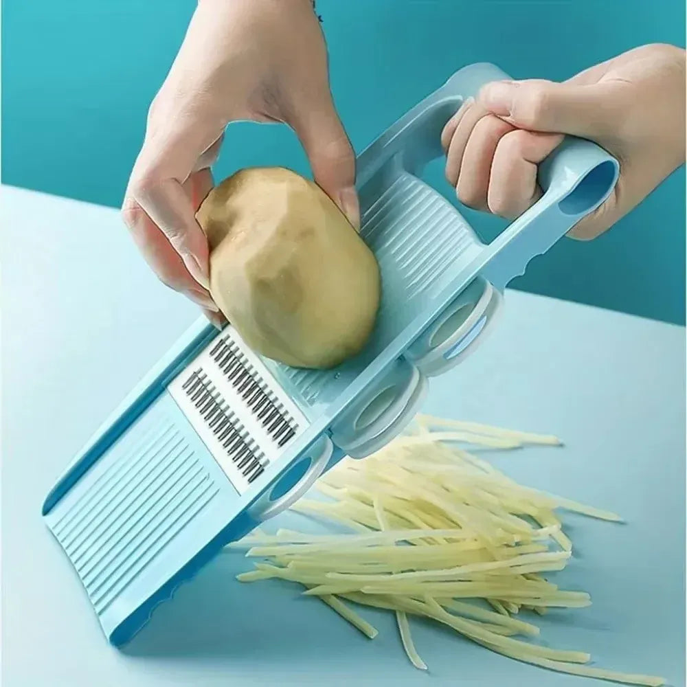 Mandoline 7-en-1 avec Lames Interchangeables pour Fruits et légumes Mandoline