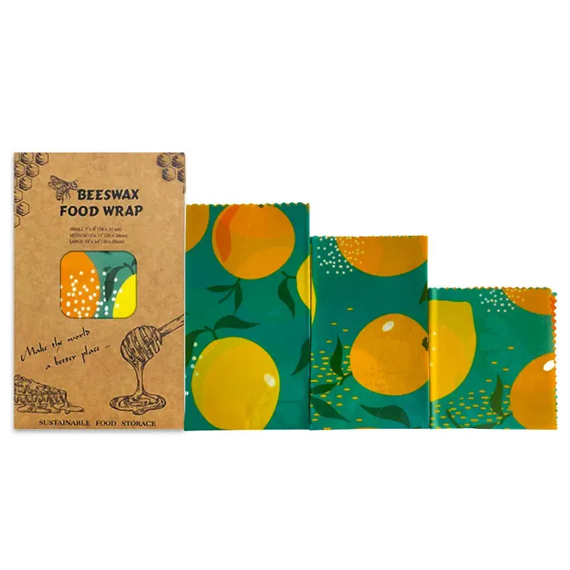 Film Alimentaire Réutilisable Cire d'Abeille Lot de 3 Pièces far