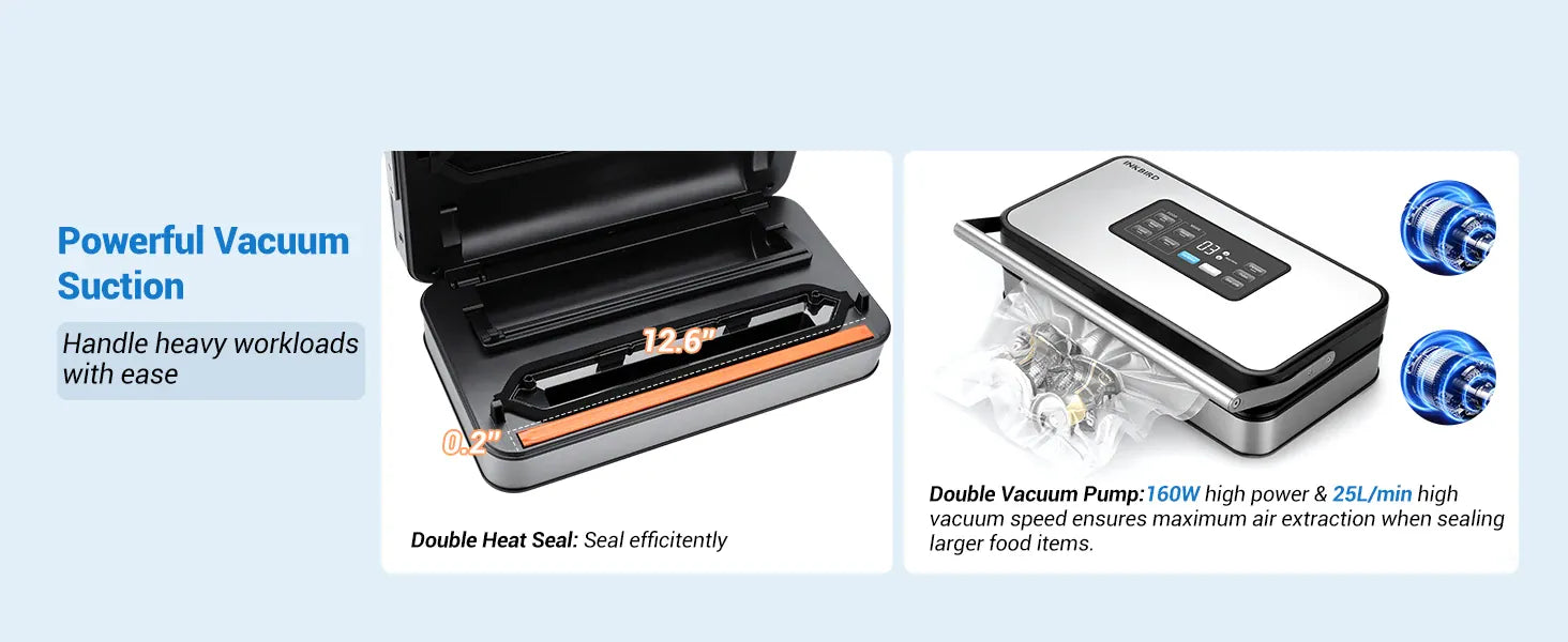Machine Sous Vide Alimentaire INKBIRD 150W – Double Pompe 80 kPa – Cutter Intégré et Sacs Inclus sv