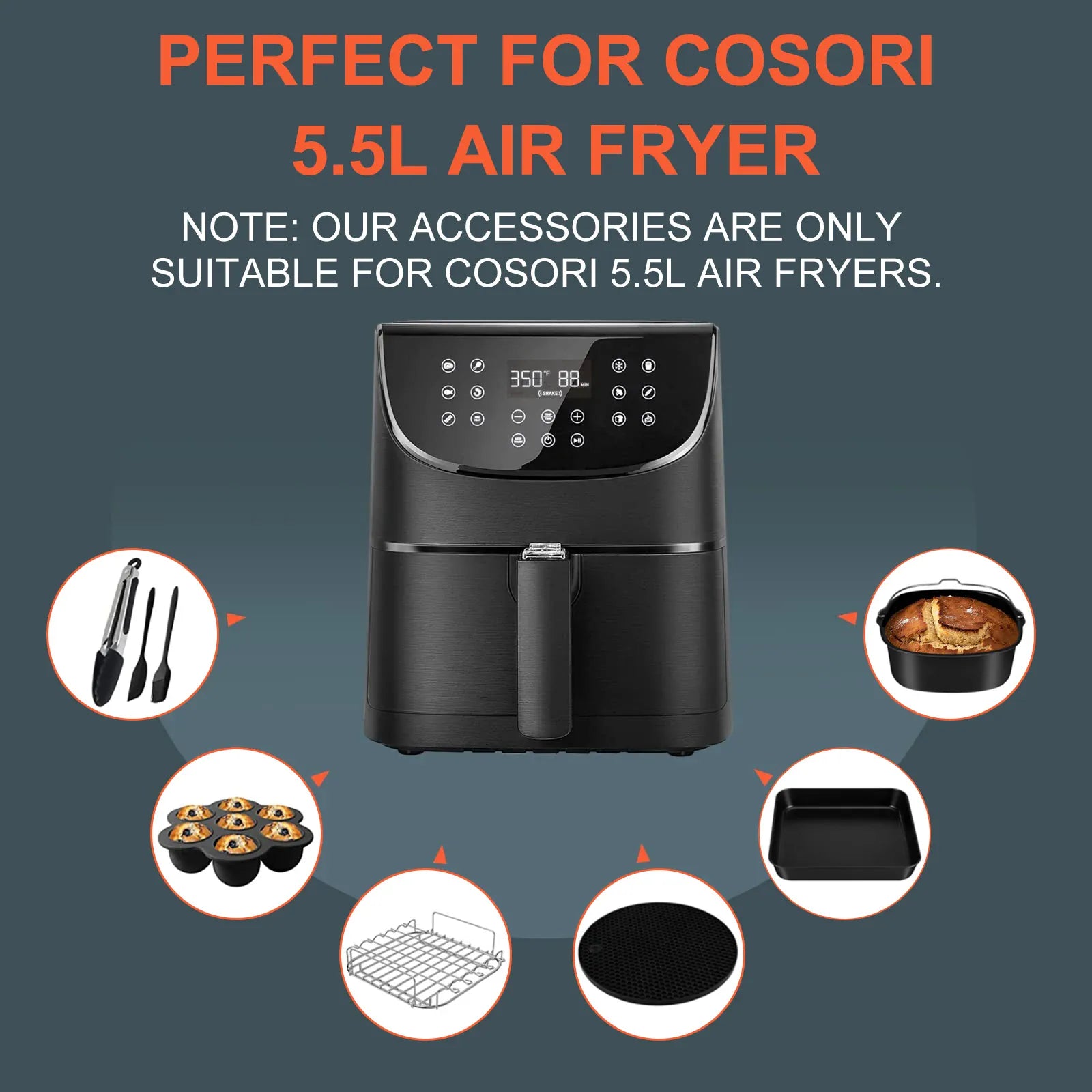 Kit Accessoires Friteuse à Air en Acier Inox - 6 Pièces Essentielles Air Fryer