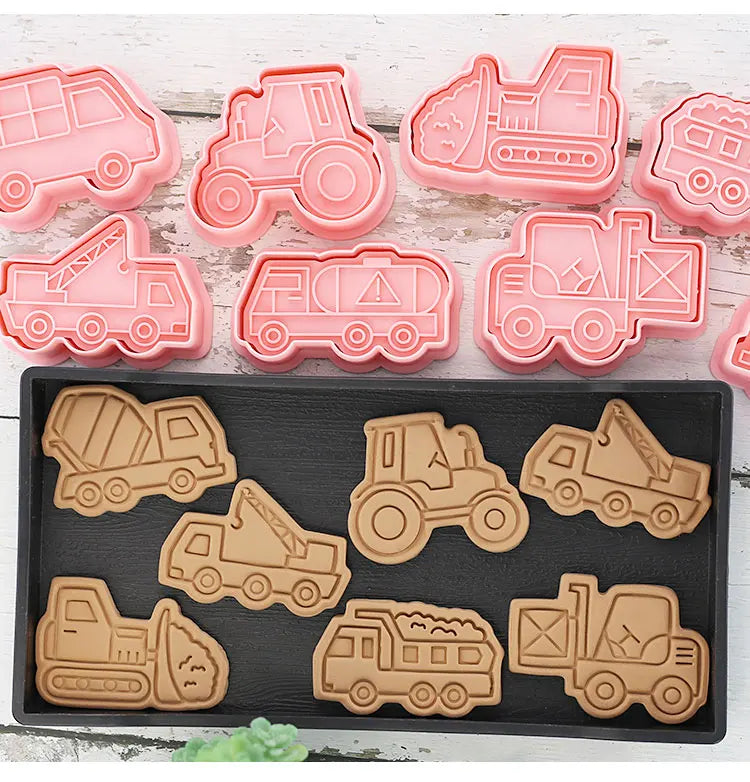 Emporte-pièces de pâtisserie - Set de 8 camions en plastique 3D emportepieces