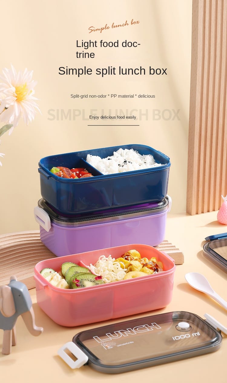 Lunch Box Hermétique 1000ml Plastique Résistant au Micro-ondes Lunchbox