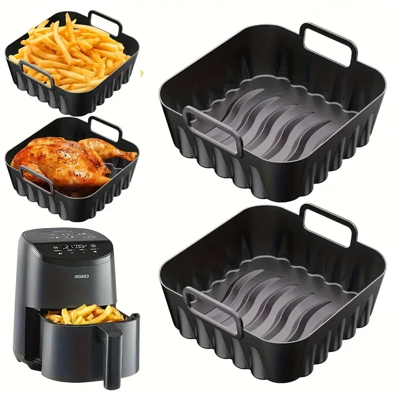 Moule Silicone Air Fryer Réutilisable Carré 20cm - Lot de 2 Pièces Air Fryer