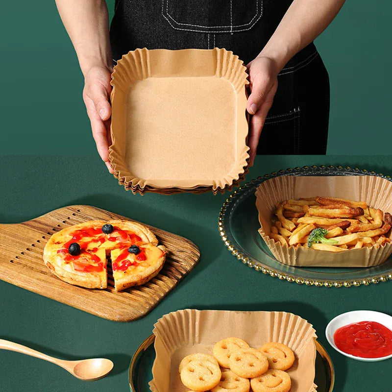 Papier Cuisson Air Fryer Jetable Antiadhésif Carré Lot de 50 Pièces Air Fryer
