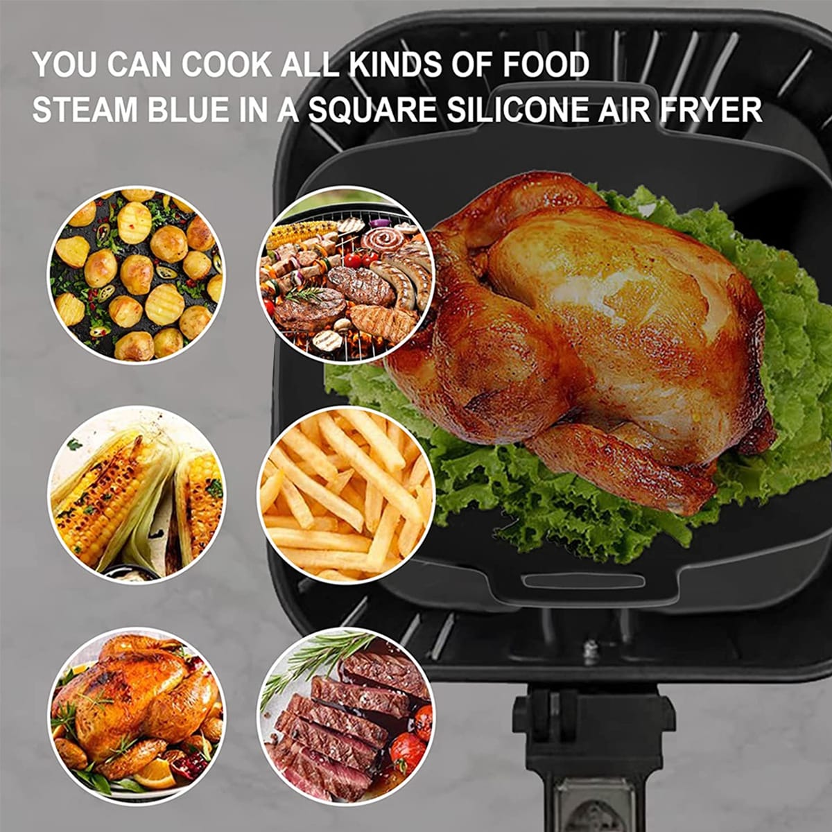 Moule Silicone Air Fryer Rectangulaire Réutilisable - Lot de 2 Pièces Air Fryer