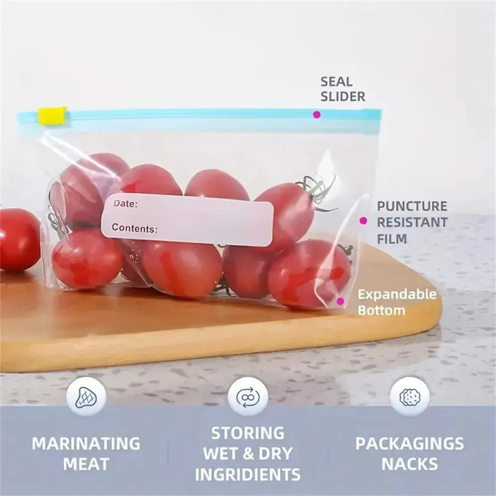 Sachets Zip Alimentaires Réutilisables Hermétiques - Lot de 12 pièces