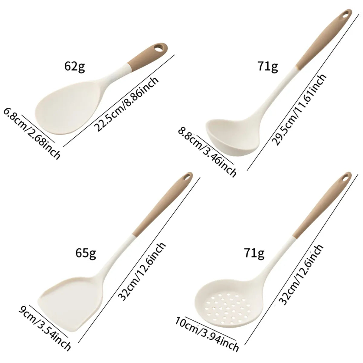 Set Ustensiles Silicone 4 Pieces | Outils de Cuisine Antidérapants spatule en silicone