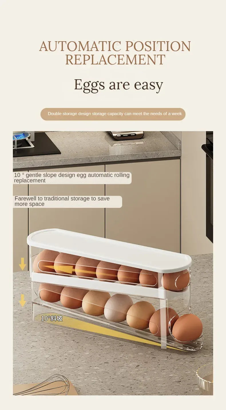 Organiseur Frigo Range-Œufs à Rouleau 12 Œufs - Empilable et Pratique