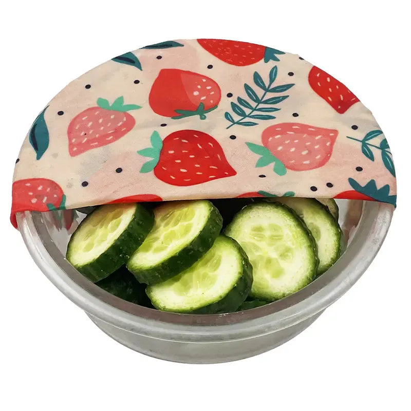 Lot de 3 Films Alimentaires Réutilisables en Coton Bio - Motifs Colorés far